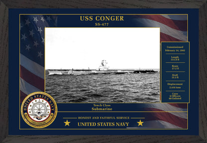 USS Conger SS-477 Framed Patriotic Photo