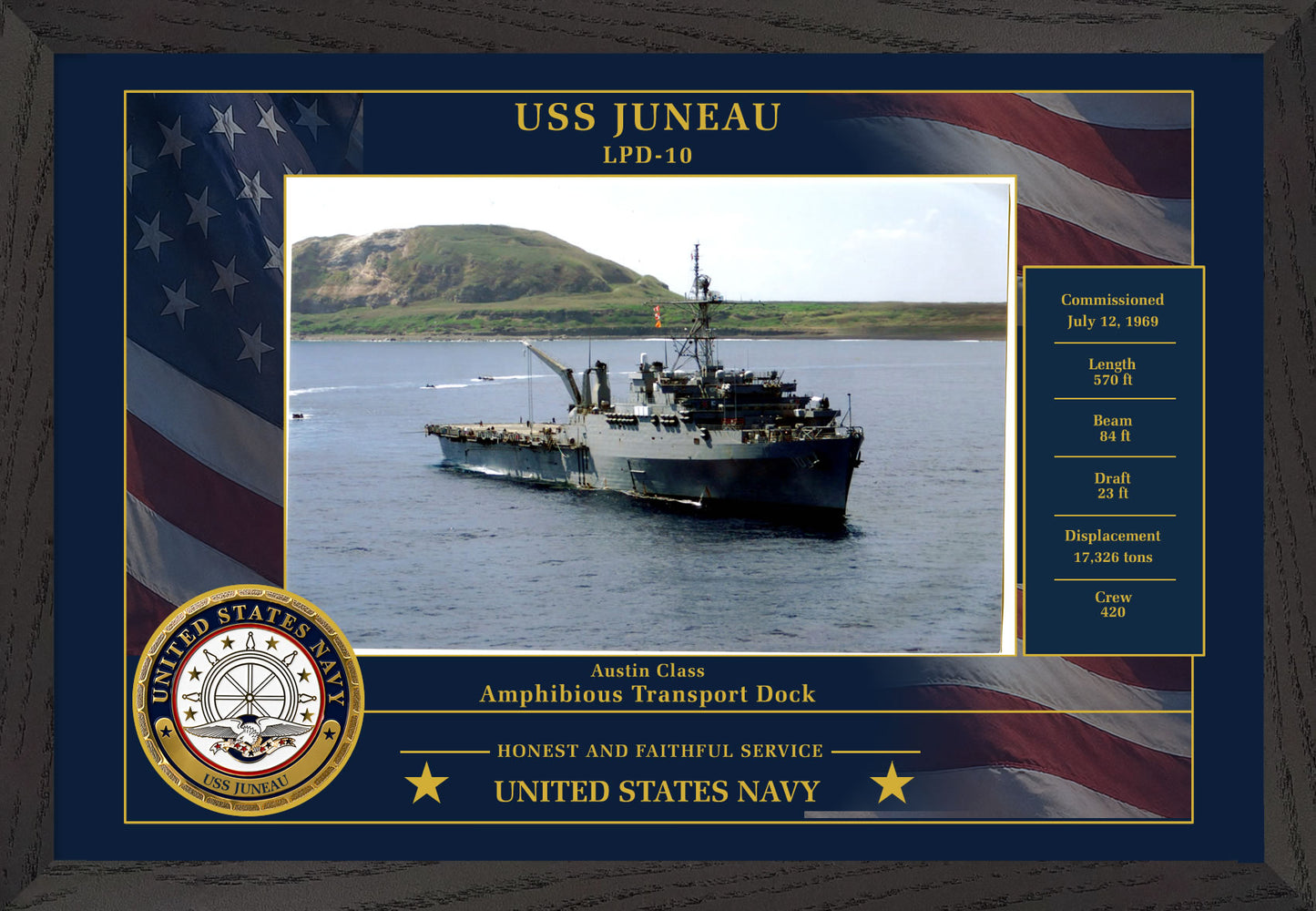 USS Juneau LPD-10 Framed Patriotic Photo
