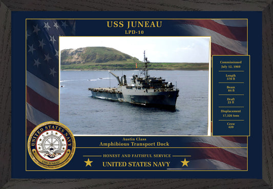 USS Juneau LPD-10 Framed Patriotic Photo