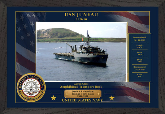 USS Juneau LPD-10 Framed Patriotic Photo