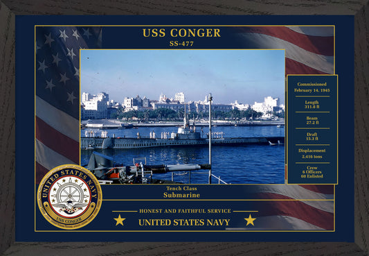 USS Conger SS-477 Framed Patriotic Photo
