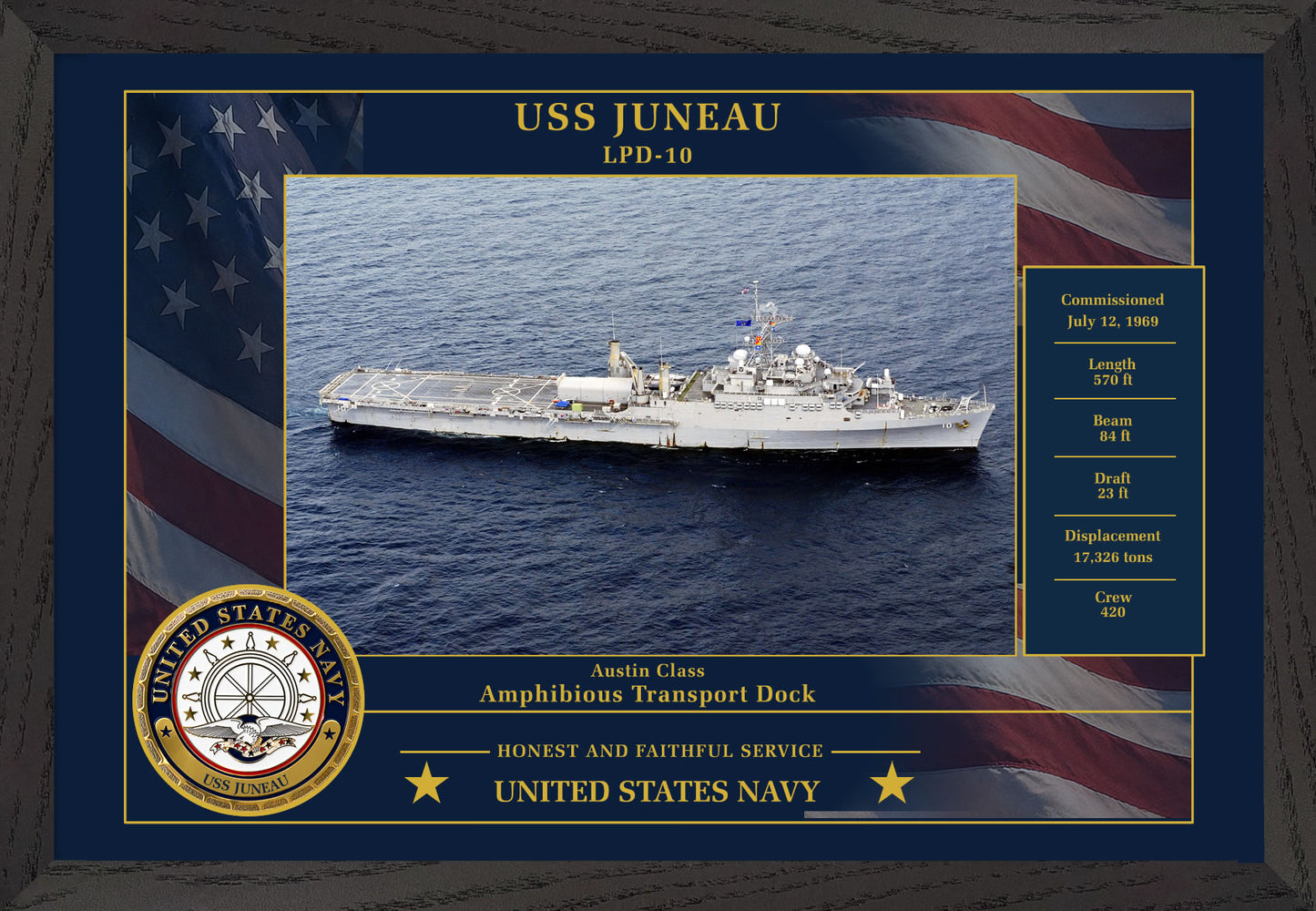 USS Juneau LPD-10 Framed Patriotic Photo