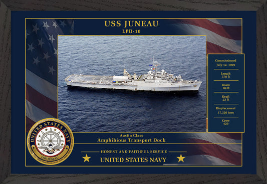 USS Juneau LPD-10 Framed Patriotic Photo