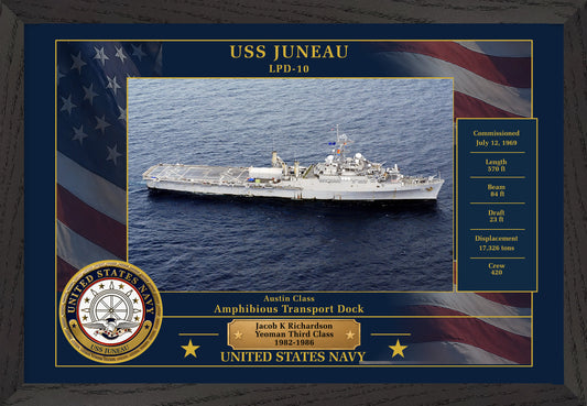 USS Juneau LPD-10 Framed Patriotic Photo