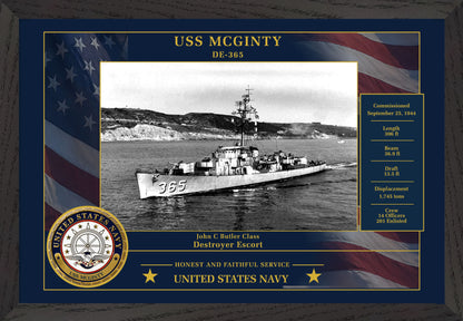 USS Mcginty DE-365 Framed Patriotic Photo