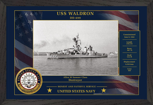 USS Waldron DD-699 Framed Patriotic Photo