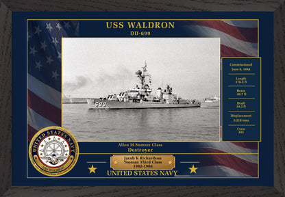 USS Waldron DD-699 Framed Patriotic Photo