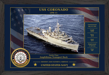 USS Coronado LPD-11 Framed Patriotic Photo