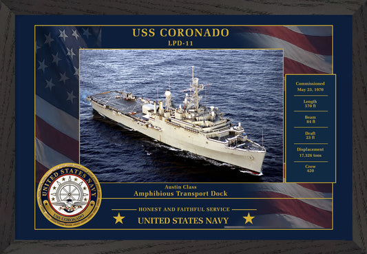 USS Coronado LPD-11 Framed Patriotic Photo
