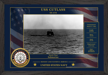 USS Cutlass SS-478 Framed Patriotic Photo