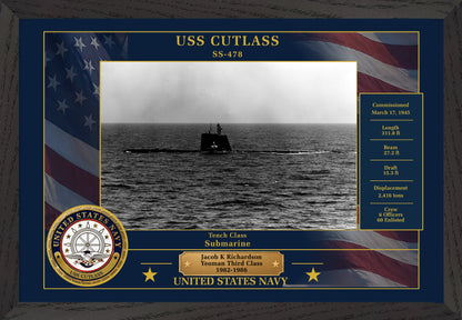 USS Cutlass SS-478 Framed Patriotic Photo
