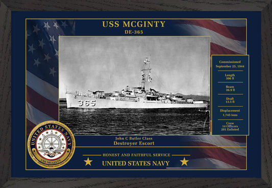 USS Mcginty DE-365 Framed Patriotic Photo