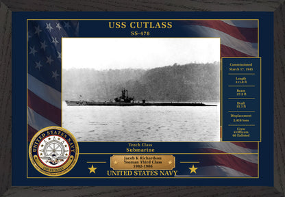 USS Cutlass SS-478 Framed Patriotic Photo