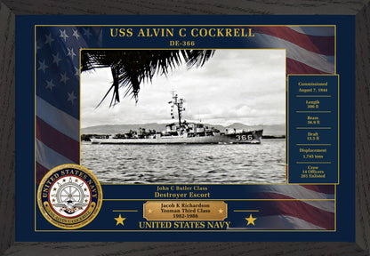 USS Alvin C Cockrell DE-366 Framed Patriotic Photo