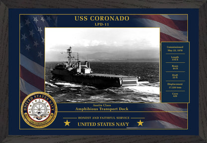 USS Coronado LPD-11 Framed Patriotic Photo