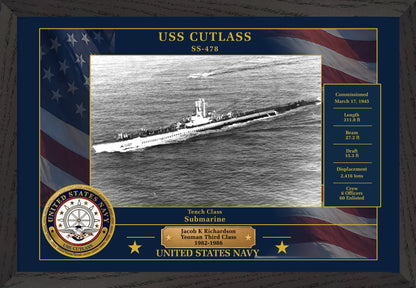USS Cutlass SS-478 Framed Patriotic Photo