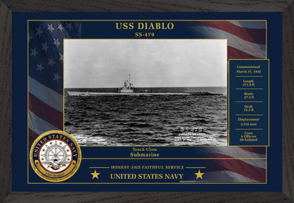 USS Diablo SS-479 Framed Patriotic Photo