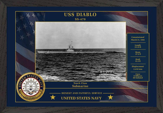 USS Diablo SS-479 Framed Patriotic Photo