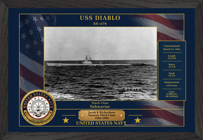 USS Diablo SS-479 Framed Patriotic Photo