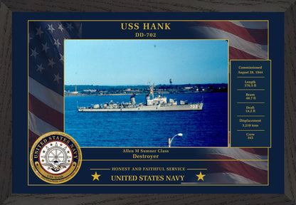 USS Hank DD-702 Framed Patriotic Photo