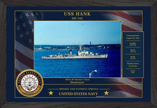USS Hank DD-702 Framed Patriotic Photo