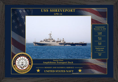 USS Shreveport LPD-12 Framed Patriotic Photo