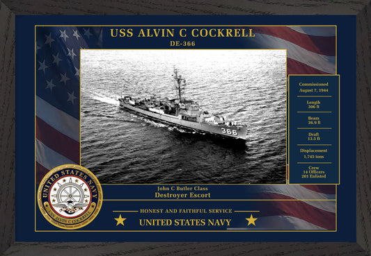 USS Alvin C Cockrell DE-366 Framed Patriotic Photo
