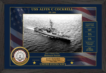 USS Alvin C Cockrell DE-366 Framed Patriotic Photo