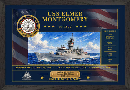 USS Elmer Montgomery FF-1082 Framed Patriotic Art