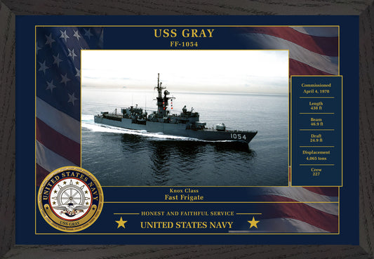 USS Gray FF-1054 Framed Patriotic Photo