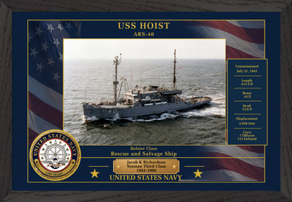 USS Hoist ARS-40 Framed Patriotic Photo