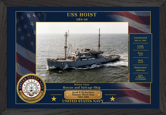 USS Hoist ARS-40 Framed Patriotic Photo