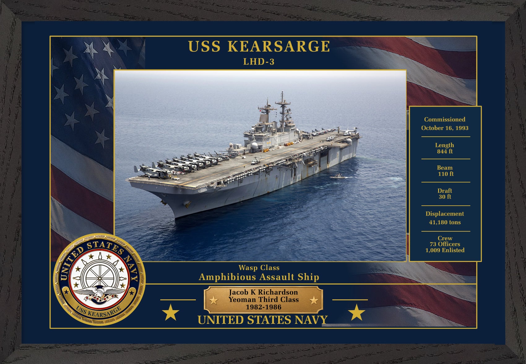 USS Kearsarge LHD-3 Framed Patriotic Photo