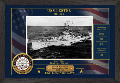 USS Lester DE-1022 Framed Patriotic Photo