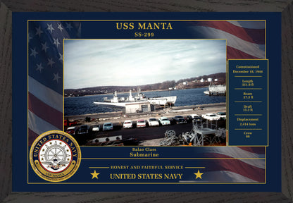 USS Manta SS-299 Framed Patriotic Photo
