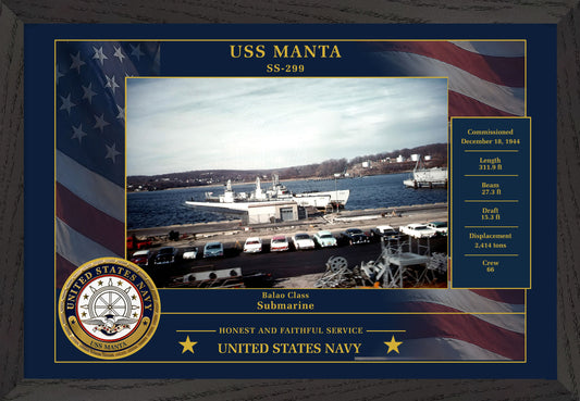 USS Manta SS-299 Framed Patriotic Photo