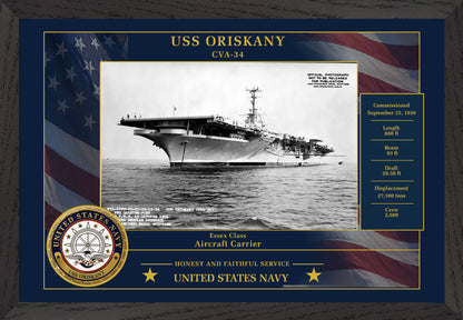 USS Oriskany CVA-34 Framed Patriotic Photo