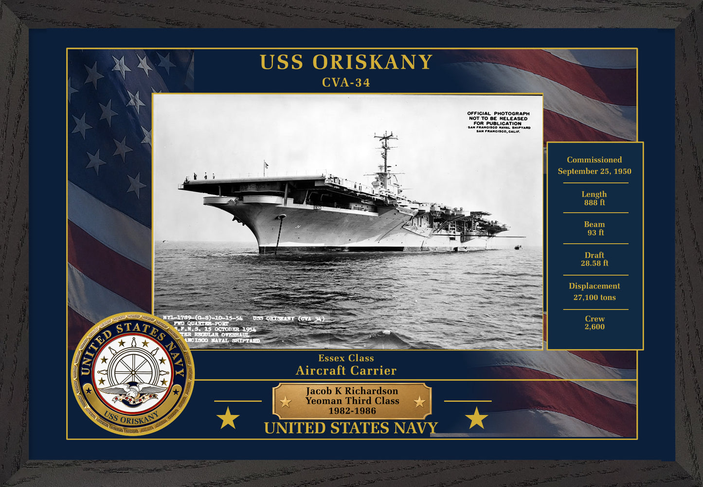 USS Oriskany CVA-34 Framed Patriotic Photo