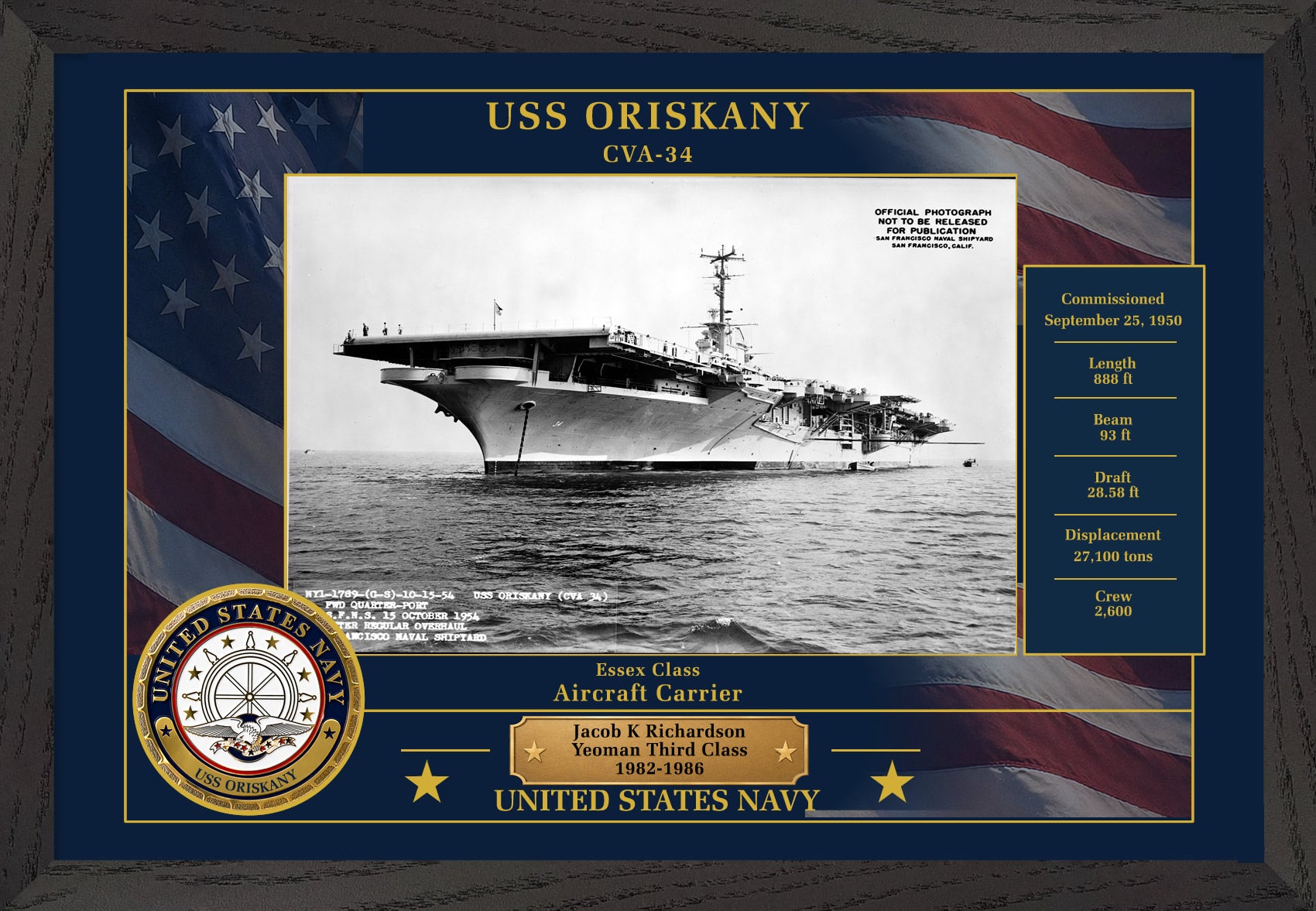 USS Oriskany CVA-34 Framed Patriotic Photo