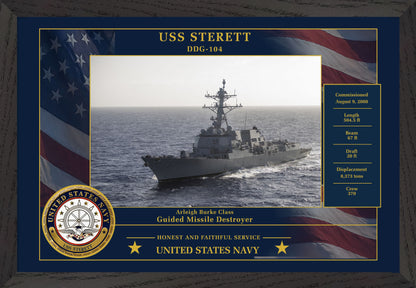 USS Sterett DDG-104 Framed Patriotic Photo
