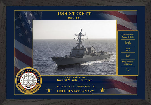 USS Sterett DDG-104 Framed Patriotic Photo