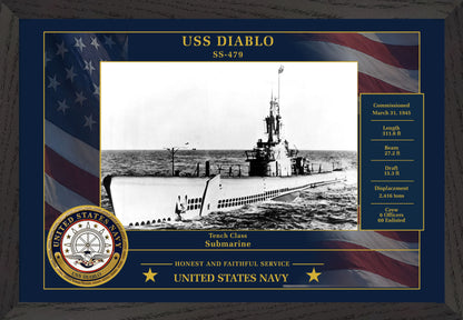 USS Diablo SS-479 Framed Patriotic Photo