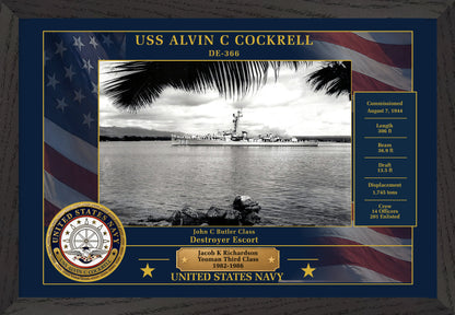 USS Alvin C Cockrell DE-366 Framed Patriotic Photo