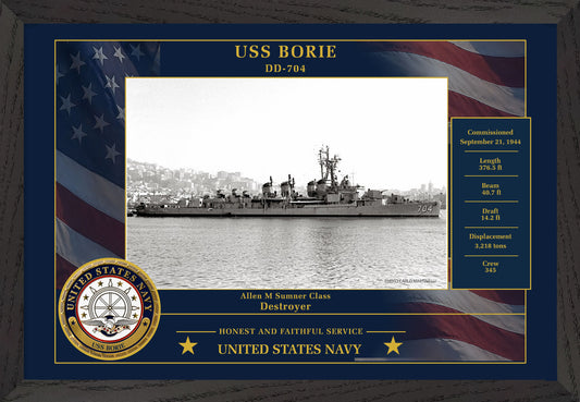 USS Borie DD-704 Framed Patriotic Photo