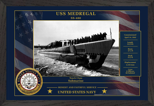 USS Medregal SS-480 Framed Patriotic Photo