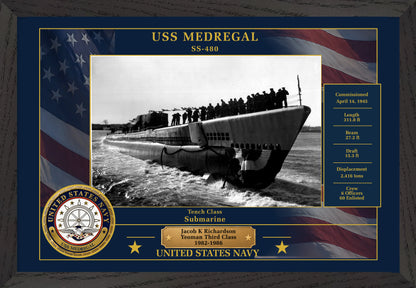 USS Medregal SS-480 Framed Patriotic Photo