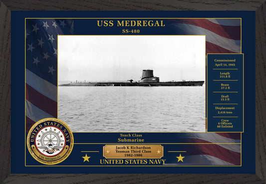 USS Medregal SS-480 Framed Patriotic Photo
