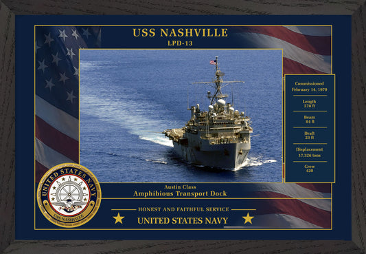 USS Nashville LPD-13 Framed Patriotic Photo
