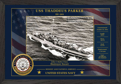 USS Thaddeus Parker DE-369 Framed Patriotic Photo