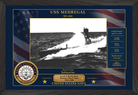 USS Medregal SS-480 Framed Patriotic Photo